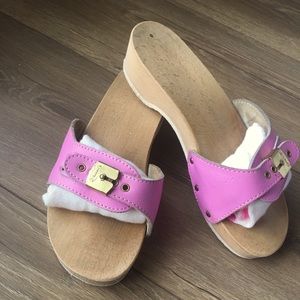 Dr. Scholl’s Iconic exercise wooden sandals, Pink, Size 9